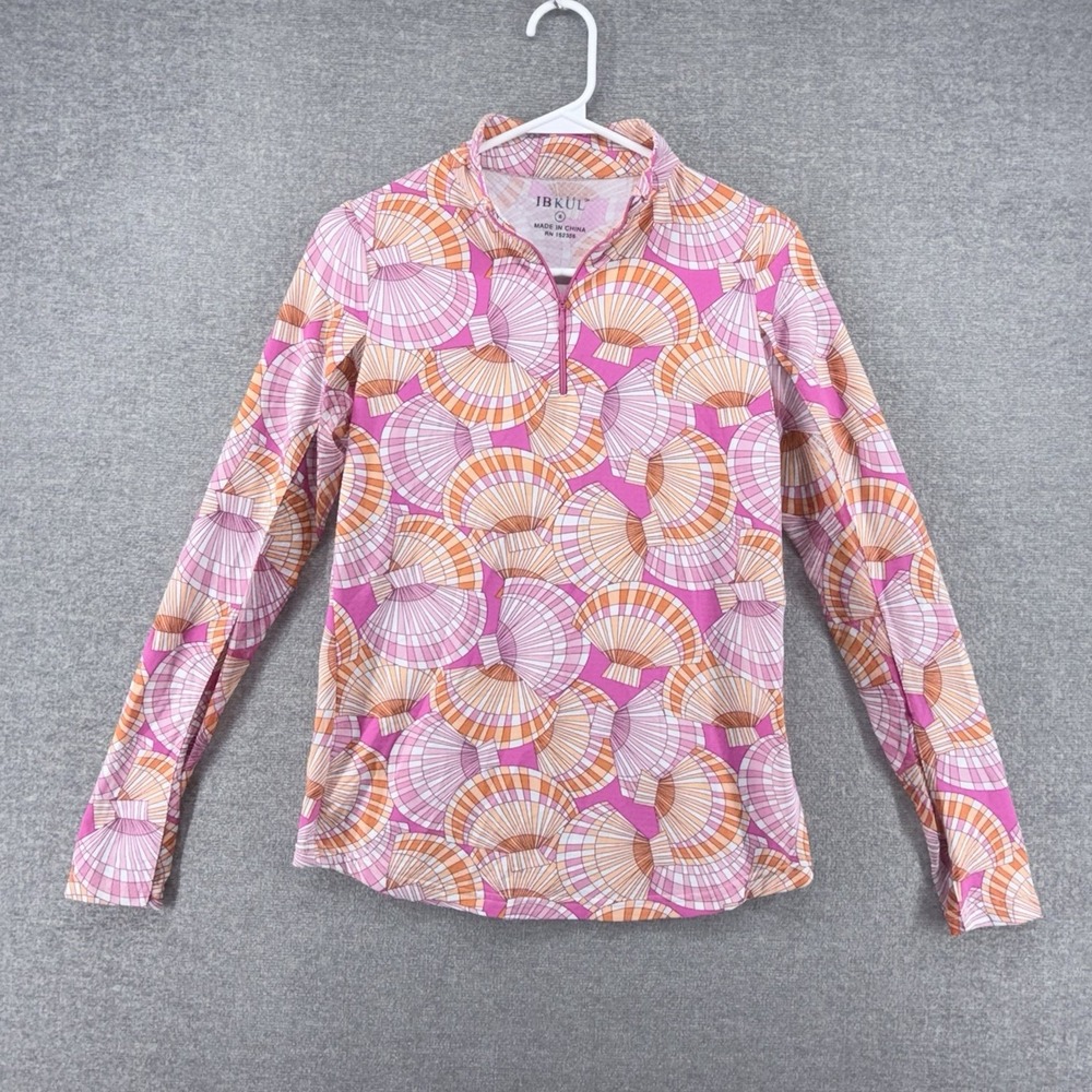 Ibkul Golf 1/4 Zip Pullover Women Size Small Pink Geometric Tennis Performance